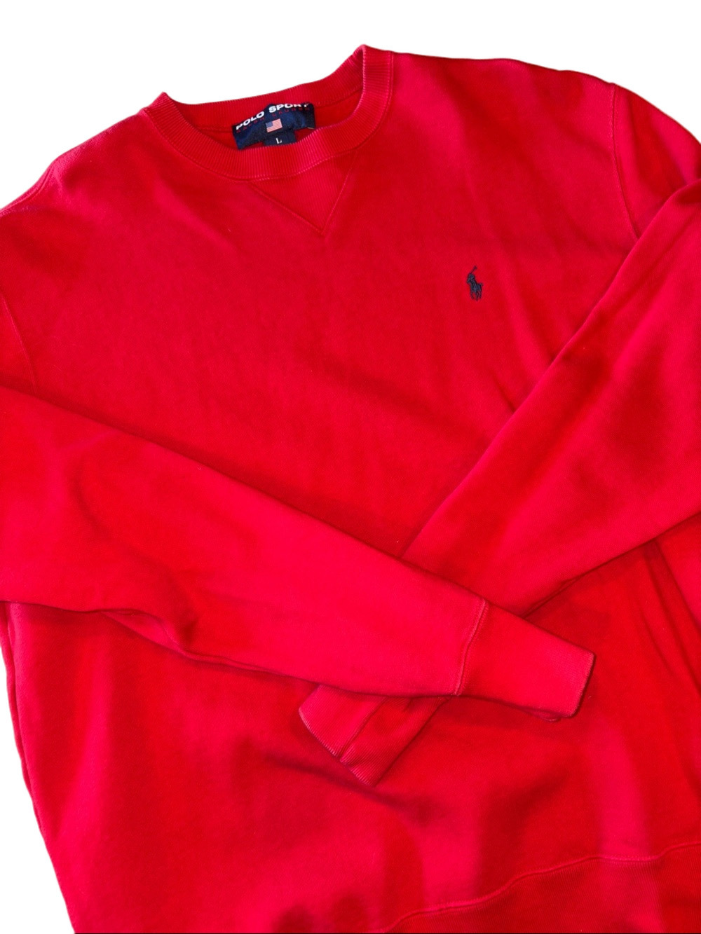 Vintage 90s Polo Sport Ralph Lauren Red Crewneck Sweatshirt Size L